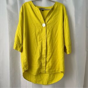 Marc New York Bright Yellow Linen Button-Front Tunic